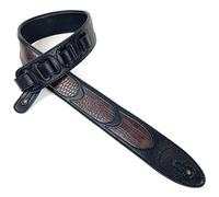 Walker & Williams G-800 Soft Black Leather Strap Brown Gator Inserts & Padded Back