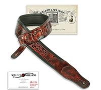 Walker & Williams GB-126 Black Cherry Padded Guitar Strap Texas Stars & Skulls