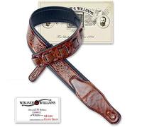 Walker & Williams GB-181Bourbon Brown Brushed Finish Celtic Braid Design Padded Guitar Strap For Acoustic, Electric, And Bass Guitars
