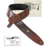 Walker & Williams GE-106 Antique Walnut Tooled Padded Strap with Brass Conchos