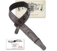 Walker & Williams LIE-14"Weathered" Dark Brown Padded Guitar Strap with Embossed Tooling