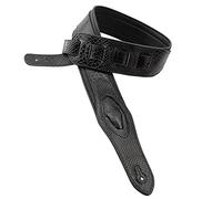 Walker & Williams SF-06 Black Snakeskin Pattern Padded Guitar Strap with Snakehead