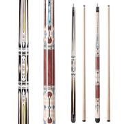 Walkerby Professional 58" Red and White Canadian Maple Pool Cue Set with Irish Linen Wound 13mm Leather Tip Brass Joint + Glove Cue Bag