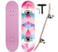 WALKEREN Skateboards for Beginners Adults Teens Youths Kids Boys Girls 31"x8" Standard Complete Skateboard 7 Layer Canadian Maple Double Kick Concave Skate Boards (Kaleid)
