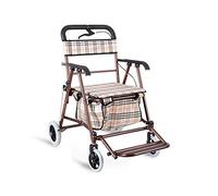 Walkers， 4 Rad Folding with Rage Bag Handles Walking Aid Aid Rolling Walker (Red) (Brown)