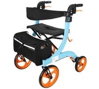Walkers and Rollators - Lightweight Foldable Rollator Walker with Seat for Seniors, 2-in-1 Walker Wheelchair Combo, 220lb Capacity, Dual Brakes