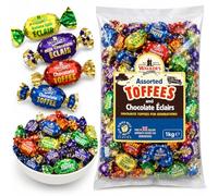 Walkers Assorted Toffees & Chocolate Eclairs Bulk Bag 1kg | Traditional Creamy Toffee & Chocolate-Filled Eclairs | Assorted Individually Wrapped Sweets