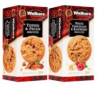 Walkers Biscuits Selection - Belgian Chocolate Chunk White Chocolate & Raspberry and Toffee & Pecan Biscuits - 2 Pack