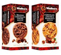 Walkers Biscuits Selection - Belgian Double Chocolate Chunk and Choc Chip & Hazelnut Biscuits - 2 Pack