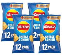 Walkers Cheese and Onion Vegetarian Multipack Crisps, Ideal for Lunch and Snacking 12x25 g (Pack of 4)