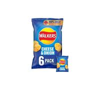 Walkers Cheese & Onion Crisps 25g x 6 per pack - Pack of 2