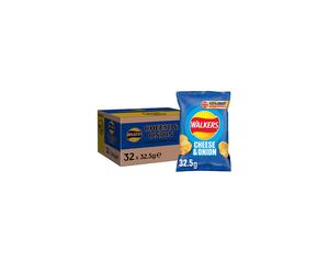 Walkers Cheese & Onion Crisps 32.5g (Pack of 32)