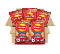 Walkers Classic Variety Crisps Box, Ready Salted, Cheese and Onion, Salt and Vinegar, Prawn Cocktail, 60 Count (Pack of 1)