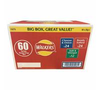 Walkers Variety Box Crisps (Pack of 60) - 24 x Cheese Onion, 24 x Ready Salted, 12 x Salt & Vinegar