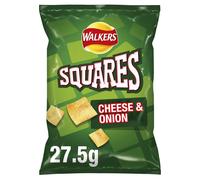 Walkers Crisps Squares Cheese and Onion Snacks Box, 27.5 g (Case of 32) (Packaging may vary) & Crisps Quavers Cheese Snacks Box, 20 g (Case of 32)