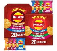 Walkers Crisps Variety Family Pack Multipack Bundle Classic Box 20 x 25g & Meaty Box 20 x 25g - 40 Bags in Total