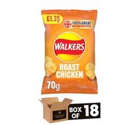 Walkers Crisps Variety Flavours Multipack | Snack Box for Parties, Lunchbox (Case of 18, Roast Chicken 70g)