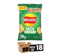 Walkers Crisps Variety Flavours Multipack | Snack Box for Parties, Lunchbox (Case of 18, Salt & Vinegar 70g)