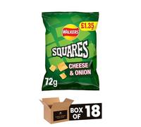 Walkers Crisps Variety Flavours Multipack | Snack Box for Parties, Lunchbox (Squares Cheese & Onion - PMP £1.35-72g x 18Pack)