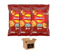 Walkers Crisps Variety Multipack | Assorted Flavours - Classic British Snack Box for Sharing, Lunchbox & Traveling - Family Party Pack Flavored Crispy Snacks (Pack 3, 6xTomato Ketchup 25g)
