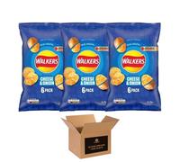 Walkers Crisps Variety Multipack | Assorted Flavours - Classic British Snack Box for Sharing, Lunchbox & Traveling - Family Party Pack Flavored Crispy Snacks (Pack 3, 6xCheese & Onion)