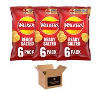 Walkers Crisps Variety Multipack | Assorted Flavours - Classic British Snack Box for Sharing, Lunchbox & Traveling - Family Party Pack Flavored Crispy Snacks (Pack 3, 6xReady Salted)