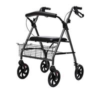 Walkers, Elderly Walker, Aluminum Foldable Walking Mobility Aid Walker tor Shopping Cart Trolley with Seat and Handbrake Narrow Walking Frame
