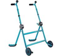 Walkers,Foldable Walking E with 2 Swivel Wheels Lightweight Standard Walker with Wheels Adjustable Height Folding Mobility E Non-Slip Foot Pad-Light Blue