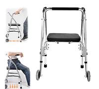 Walkers,Folding Senior Walker with Wheels and Seat Adjustable Height, Mobility Walker Tors for Tall Adult Men Women, Stand Tor Load 180Kg