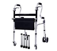 Walkers, Folding Seniors Tor Walker with Wheels, Lightweight Portable Upright Walker, Step Assist with Seat& Handle, Adjustable Height, Load 180Kg-4 Wheels