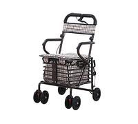 Walkers,Folding Tor Tor Elderly Walker, Tors Lightweight Steel Pipe Folding Four Wheel Tor Walker with Padded Seat Carry Basket Walking Aid-C