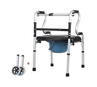 Walkers,Folding Tor Walker with Seat and Front Wheels, Shower Transport Chair,Commode Chair for Toilet for Handicap and Seniors