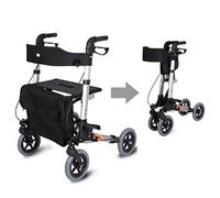 Walkers, for Seniorfoldable All Terrain Tor with Suspensions,Elderly Walker Trolley Step-By-Step Shopping Cart Assisted Walking Four-Wheeled Travel Folding Wheelchair