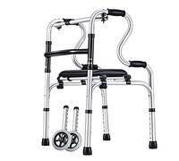 Walkers for Seniors Heavy Walkers for Seniors, Foldable Plus Size Stand, in Indoor Outside House, Adult Elderly Tall People Women Rollator Walker, Dur(Walker+Seat+2 Wheels)