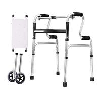 Walkers for Seniors Portable Heavy Duty Rolling Walker, Foldable Upright Walker with Seat and Wheels, Adjustable Height Step Assist for Seniors Adult, Disabled(with Bath Board and Wheels)