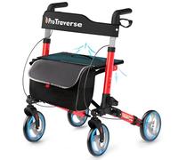Walkers for Seniors,rollator Walker with seat,Lightweight Foldable All Terrain Rolling Walker,Adjustable Height,Rollator with Large Wheels,Walker Rollator with Seat,red