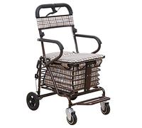 Walkers for seniors Shopping Trolley Elderly Shopping Cart,Walker,Casual With Seat,Three-Step Adjustable Folding Walker,Four Wheels High Capacity Shopping Fishing Scroll Trolley Lightweight rollator w