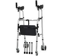 Walkers for Seniors Stand Upright Walker with Armrest, Adjustable Height 4 Wheels Walker, Tall Adult Seniors People with Disability Rollator Walker, D(with Seat)