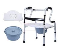 Walkers, for Seniors tor Walker Lightweight Folding Walker with Potty and Bath Board Aluminium Walking Frame for Seniors Height Adjustable Standard for Travel Rehabilitation tor