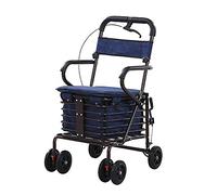 Walkers for Seniors Walking Frame,4 Wheel Walker Rollator Folding with Removable Back Support Comes with Soft Padded Seat, Storage Basket Ergonomic Ha(Blue-Double Wheel)