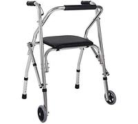 Walkers for Seniors Walking Frame Wheelchair Wheeled Seated Old Man Walker Four Corner Cane Cart Foldable Adjustable Height Portable Standing Frame Ai