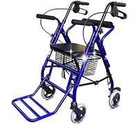 Walkers for The Elderly Folding Upright Walker,Elderly Trolley,Can Be Pushed and Seated, Shopping Cart,Lightweight, Foldable,Household,with Wheels and Seats (Color : with Pedals and Armrests) (Classi