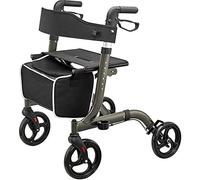 Walkers for The Elderly Folding Upright Walker,Steel Rollator Walker,Compact Folding Design,Seat and Wheels,with 8 Inches Wheels,Dual Braking System,Adjustable Height Rollator (Color : Black) (Black