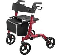 Walkers for The Elderly Folding Upright Walker,Steel Rollator Walker,Compact Folding Design,Seat and Wheels,with 8 Inches Wheels,Dual Braking System,Adjustable Height Rollator (Color : Black) (Black