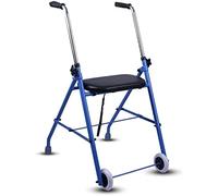 Walkers for The Elderly Transport Rollator Walker with Seat and Wheels-Folding Walker and Transport Chair,Lightweight,Adjustable Height for Adult Seniors,Blue