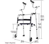 Walkers For The Elderly Walker For Seniors Rollator Seniors Walker With Axillary Support,Folding Heavy Duty Aluminum Crutch With Wheels,Tall People Stand Uprigh,