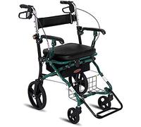 Walkers, for The Elderly Walker for Seniors Tor Lightweight Aluminium Folding Height Adjustable Handles Walking Frame with Wheels,Padded Seat,Basket,Lockable Brakes Mobil