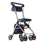 Walkers，Four Wheeled tor Walker with Cable Brakes Swivel Wheels Padded Seat and Backrest Lightweight Foldable Aluminium Frame Lockable Brakes Walking Aid