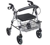 Walkers， Heavy Duty Rolling Walker with Seat & Brakes & Backrest, Seniors Folding Aluminum Walker for Outdoor Indoor, Load 220lbs (Silver)