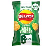 Walkers Less Salt Dash of Salt and Vinegar, Pack of 6 Green